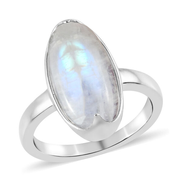 Premium Regenbogen Mondstein Solitär-Ring, 925 Silber  ca. 6,27 ct image number 4