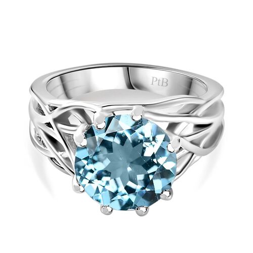 AA Himmelblauer Topas Ring, Messing, (Größe 21.00), ca. 4.24 ct image number 0