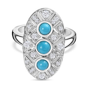AA Amerikanischer Natürlicher Sleeping Beauty Türkis Ring 925 Silber rhodiniert (Größe 21.00) ca. 1.51 ct