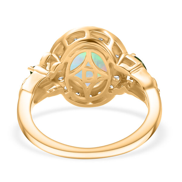 D'Joy Nat&uuml;rlicher, &auml;thiopischer Welo Opal, Nat&uuml;rlicher Chromdiopsid Ring 925 Silber vergoldet (Gr&ouml;&szlig;e 17.00) ca. 1,98 ct image number 6