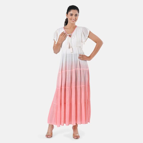 Maxikleid aus Viskose-Crepe mit Lurex, Einheitsgröße, Rosa image number 5