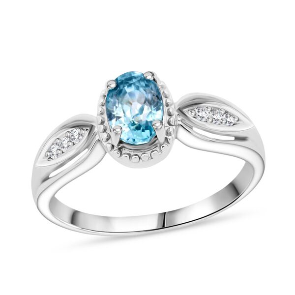 D’Joy blauer und weißer Zirkon Ring und Anhänger image number 4