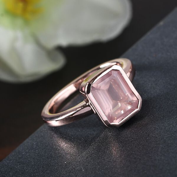 Rosa Quarz Solitär Ring 925 Silber Roségold image number 2