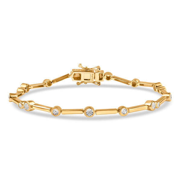 DESIGNER INSPIRIERT - Wei&szlig;er Diamant Armband ca. 19 cm Nickelfreies Messing image number 0