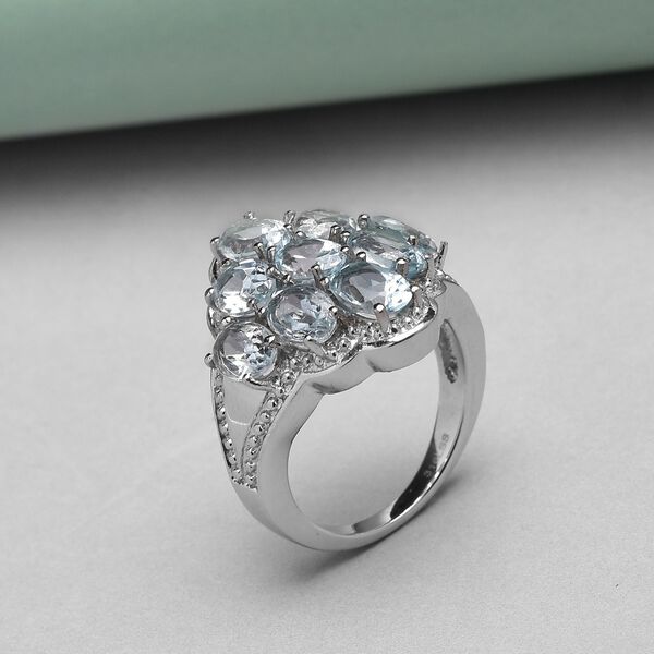 Himmelblauer Topas-Ring, (Gr&ouml;&szlig;e 19.00) Edelstahl, ca. 5,08 ct image number 2