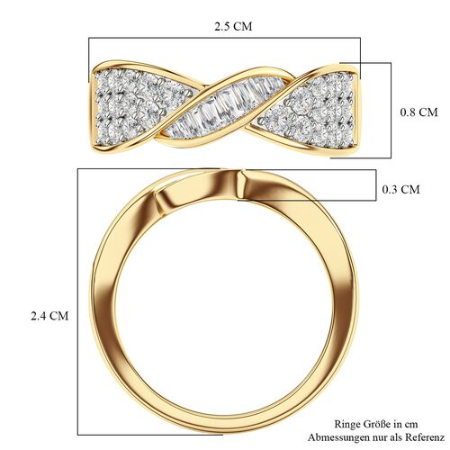 LUXURIANT DIAMOND - Lab Grown Diamant SI-GH SGL zertifiziert Ring, 925 Silber 750 Gelbgold Vermeil (Größe 17.00) ca. 1,00 ct image number 6