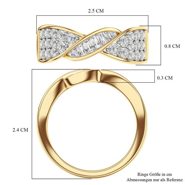 LUXURIANT DIAMOND - Lab Grown Diamant SI-GH SGL zertifiziert Ring, 925 Silber 750 Gelbgold Vermeil (Größe 17.00) ca. 1,00 ct image number 6