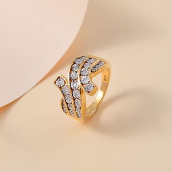 Wei&szlig;er Diamant-Ring, 925 Silber 750 Gelbgold Vermeil - 0,14 ct.