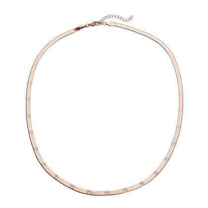 Strukturierte Fischgr&auml;ten-Gliederkette, ca. 50 cm, 316L Edelstahl ros&eacute;farben ca. 10,90g