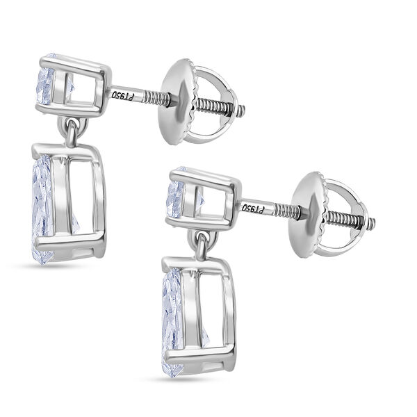 LUXURIANT SGL zertifizierte VS-EF Labor Diamant Ohrringe in 950 Platin - 2 ct. image number 3