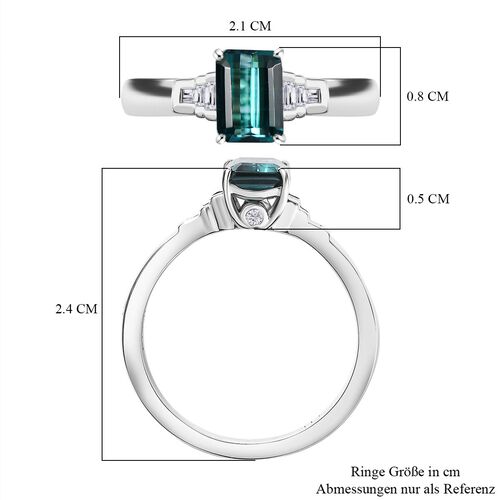 RHAPSODY - AAAA Pirineu Lagunen Turmalin, Weißer Diamant SGL zertifiziert Ring 950 Platin (Größe 20.00) ca. 1.19 ct image number 7