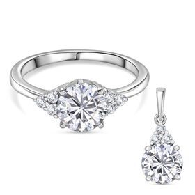 D'Joy Moissanit Schmuckset. 925 Silber platiniert - 2,69 ct.