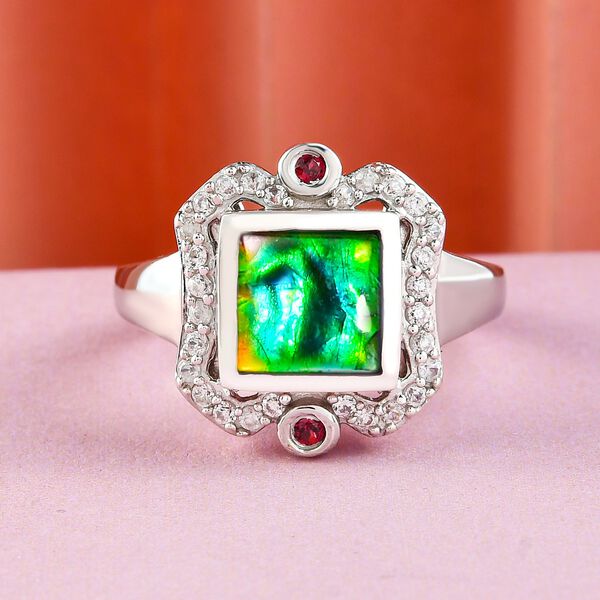 Ammolit, Zirkon und Rhodolith Granat Ring - 1,90 ct. image number 2