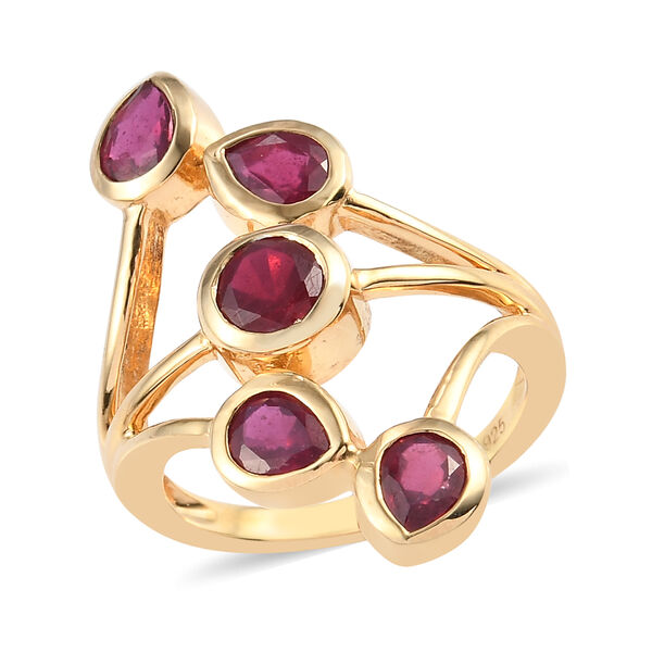 Fissure gef&uuml;llt Rubin Ring 925 Silber Gelbgold Vermeil image number 4