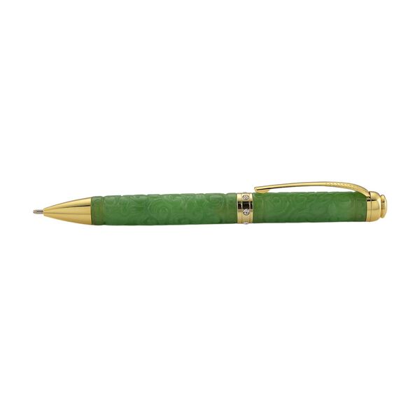 13.4*1.3cm(5.25*0.63inch )Olmec jade pen ( ball pen) ,white crystal,metal:brass,plating:std white,cutting on metal,approx image number 2
