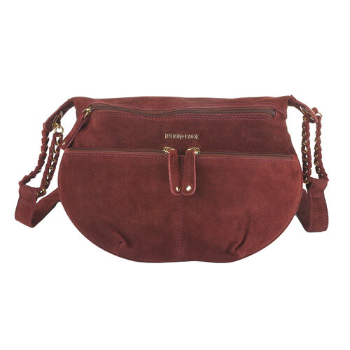 Crossbody Tasche aus 100% echtem Leder, Größe 33x3,8x25,4 cm, Weinrot image number 0