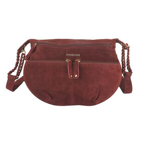 Crossbody Tasche aus 100% echtem Leder, Größe 33x3,8x25,4 cm, Weinrot