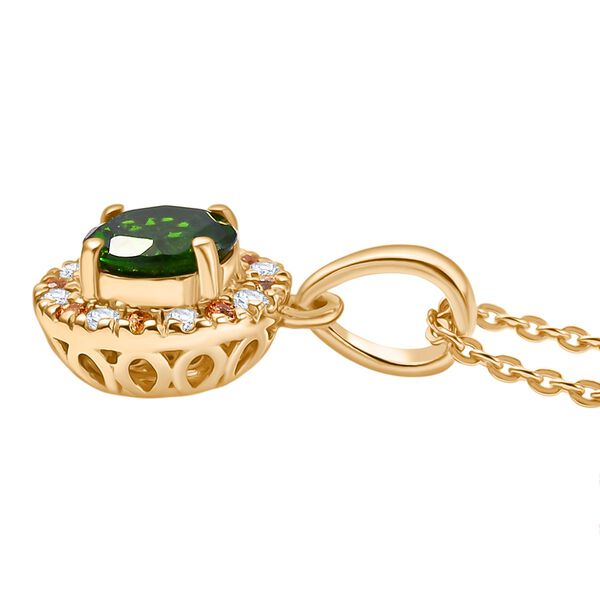 Nat&uuml;rlicher Chromdiopsid, Gelber Saphir, Moissanit, Anh&auml;nger mit Kette, ca. 50 cm, 925 Silber 750 Gelbgold Vermeil ca. 1.10 ct image number 4