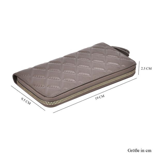 Brieftasche aus echtem Leder mit RFID-Schutz in Stepp-Optik, 19x2,5x9,5cm, Grau image number 6