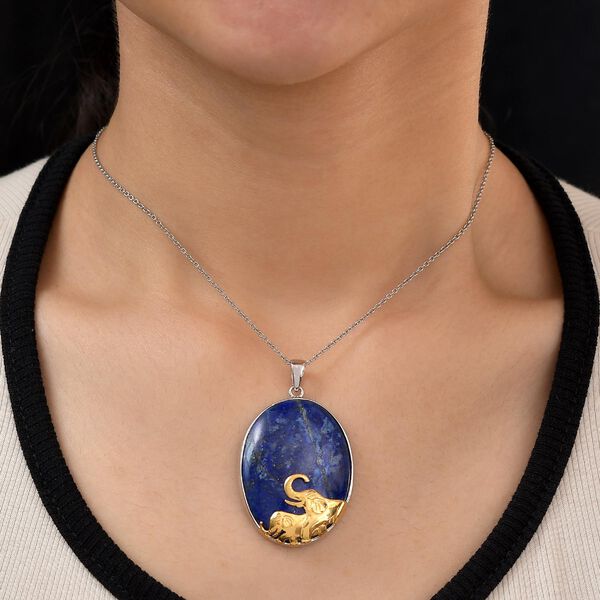 Lapislazuli Anh&auml;nger 925 Silber bicolor ca. 71,00 ct image number 2