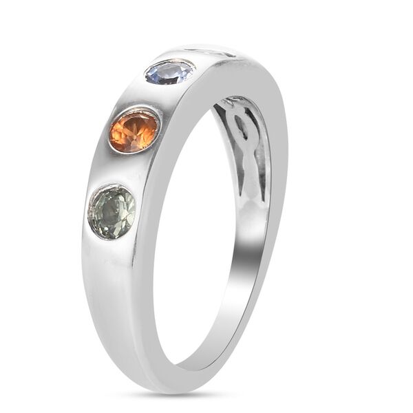 Mehrfarbig Saphir 5 Stein Band Ring 925 Silber Platin-&Uuml;berzug image number 4