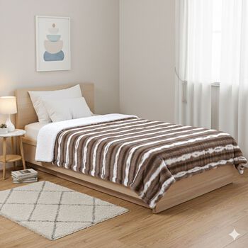 LIVMORE superweiche, doppellagige Kunstfelldecke mit Sherpa-Futter, 500+180 gsm, Braun