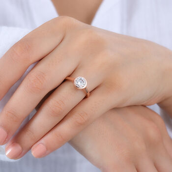 Moissanit Ring, 925 Silber 750 Ros&eacute;gold Vermeil - 1,19 ct.