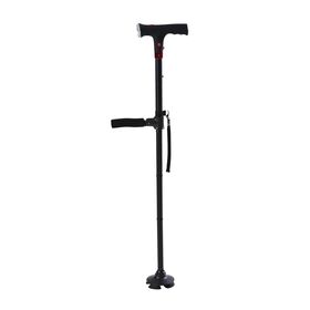 Klappbarer Smart-Walking-Stick mit drehbarem LED-Frontlicht und SOS-Alarm, Schwarz