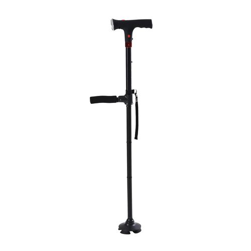 Klappbarer Smart-Walking-Stick mit drehbarem LED-Frontlicht und SOS-Alarm, Schwarz image number 0