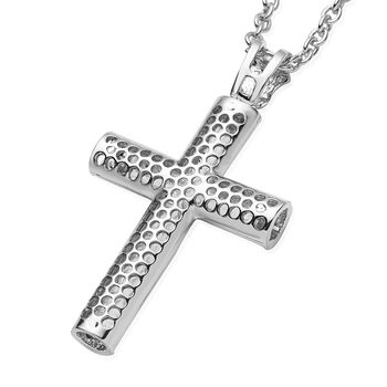 Wei&szlig;er Kristall-Kreuz-Anh&auml;nger mit Kette, 74+5 cm - 2,50 ct.