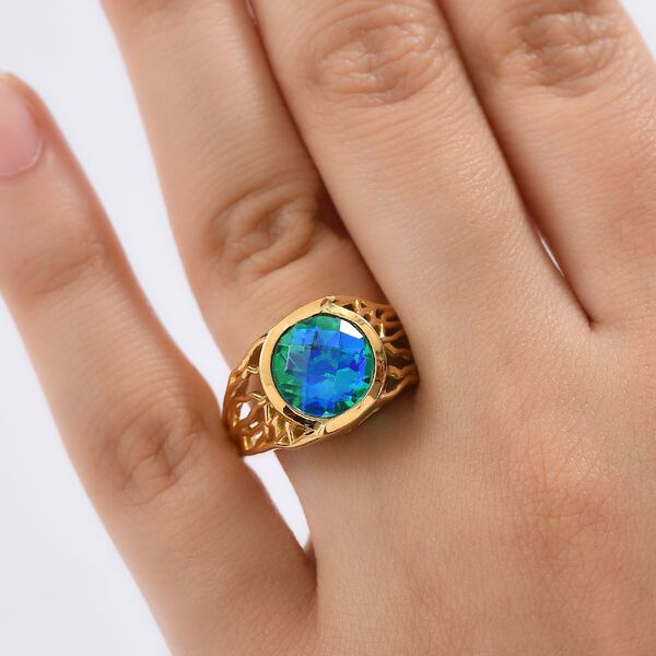 D&rsquo;joy Pfau Quarz Triplette Ring 925 Silber 750 Gelb Vergoldet (Gr&ouml;&szlig;e 16.00) ca. 3,41 ct image number 2