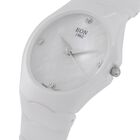 EON 1962 schweizer Uhrwerk - Moissanit-Uhr mit weißem Perlmutt Ziffernblatt, Keramik Armband, 42 mm image number 2