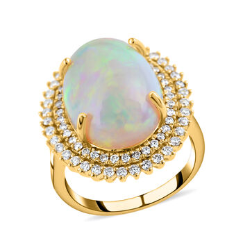 ILIANA - AAAA nat&uuml;rlicher, &auml;thiopischer Opal und Diamant-Ring, SI G-H, 750 Gelbgold  ca. 7,25 ct