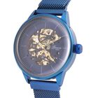 GENOA Automatik-Uhr: Blau Ausgehöhltes Sonnenstrahl-Zifferblatt und Edelstahlarmband, 10.25 cm image number 3