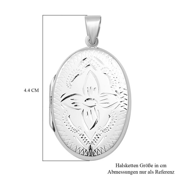 Ovaler Medaillon-Anhänger und Kette, 925 Silber rhodiniert, ca. 6,90g image number 5