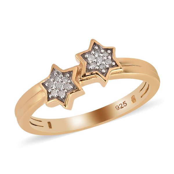 Diamant Sterne Ring 925 Silber 585 Vergoldet image number 4