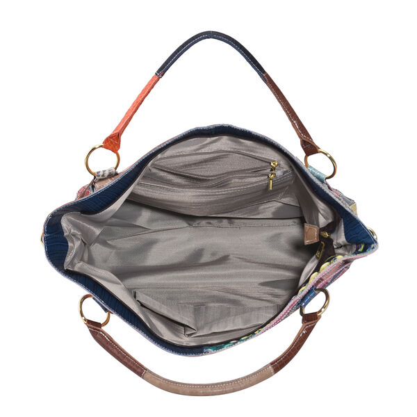 Chaos by Elsie: Patchwork Schultertasche aus 100% echtem Leder mit RFID Schutz, Gr&ouml;&szlig;e 43x15x32 cm, Rosa image number 6