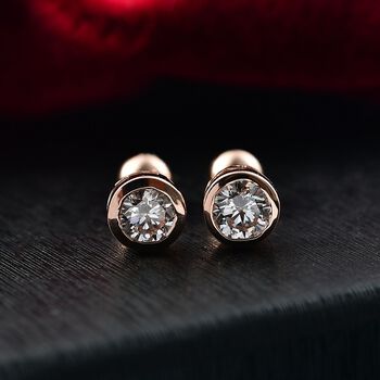 LUXURIANT 0,50 ct. SGL zertifizierte VS-EF Labor Diamant Ohrringe, 925 Silber 750 Ros&eacute;gold Vermeil
