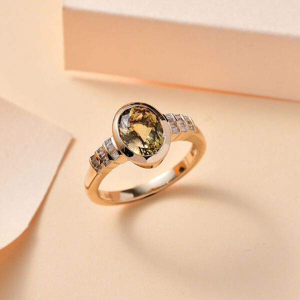 AAA natürlicher goldener Tansanit und Diamant Ring in 585 Gold - 2,14 ct. image number 9