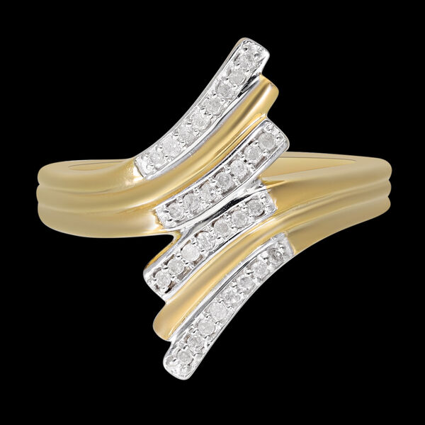 Diamant Bypass-Ring, 925 Silber Gelbgold Vermeil  ca. 0,15 ct image number 2