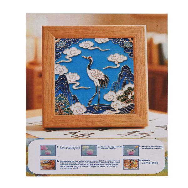 " Golden Lottery Painting frame table disply  Product size: 18.5 * 16 * 5CM Packaging: 1 piece/white box Function: Photo frame, colored sand, water-based eco-friendly adhesive, plastic cup, oil painting scraper" image number 7