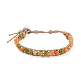 Flexibles orange-grünes Regenblumen-Yuhua-Quarzit Armband - 35 ct.
