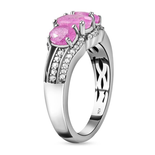 Ilakaka Rosa Saphir-Ring, (Fissure gefüllt), 925 Silber platiniert image number 5