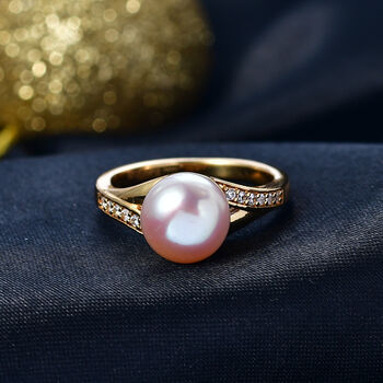 EverTrue Pfirsich S&uuml;&szlig;wasser Perle und Zirkon Ring