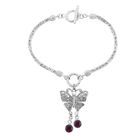 Royal Bali Kollektion - Rubin-Armband, Fissure gefüllt, 19 cm, mit Schmetterling Charme, 925 Silber ca. 2.40 ct image number 0