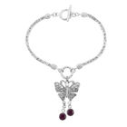 Royal Bali Kollektion - Fissure gefüllt Rubin Armband 19 cm mit Schmetterling Charme 925 Silber ca. 2,40 ct image number 0