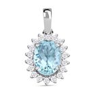 Iliana AAA Santamaria Aquamarin, Weißer Diamant Anhänger 750 Gold ca. 1,40 ct.