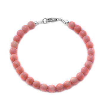 Rosa Koralle Armband ca. 19 cm lange 925 Silber ca. 34.00 ct