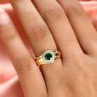 Natürlicher Chromdiopsid und Zirkon Ring 925 Silber vergoldet  ca. 0,91 ct image number 2