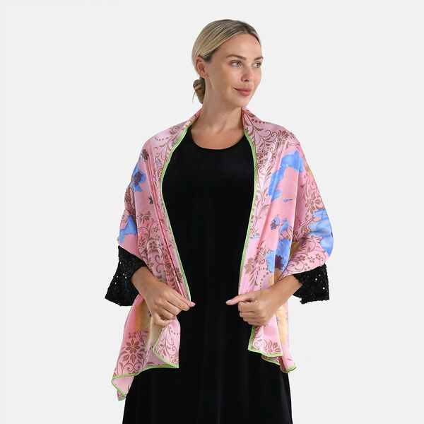 LA MAREY Signature Seidenschal aus 100% Maulbeerseide, 55 x 170 cm, Altrosa